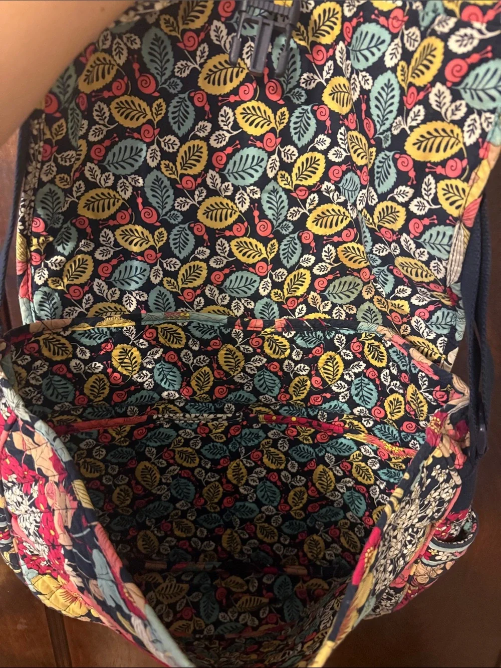 Vera Bradley Navy Floral Quilted Laptop Bag with Multicolor Blooms